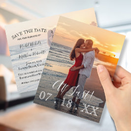 Cartão Postal De Anúncio No Último Casamento Simples Elegante Foto Salvar D