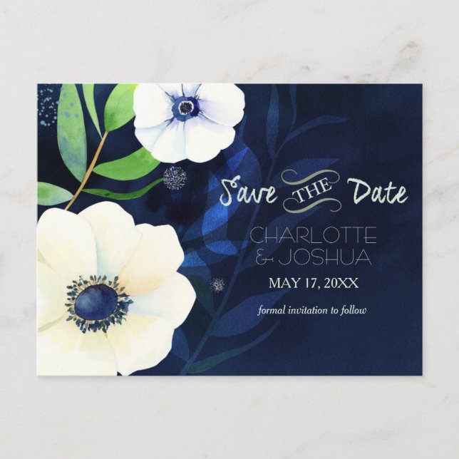 Cartão Postal De Anúncio Noite de Anemones Casando Salve a Data (Frente)