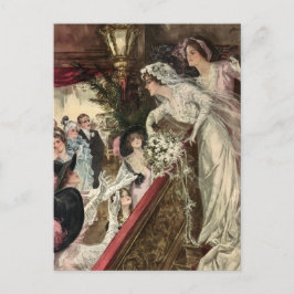 Cartão Postal De Anúncio Noiva Antiga Lançando o Buquê Salve a Data