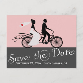 Cartão Postal De Anúncio Noiva De Bicicleta E Casamento De Bicicletas