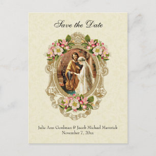 Cartão Postal De Anúncio Noiva de renda vintage tradicional católica casame