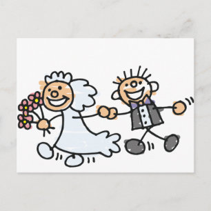 Cartão Postal De Anúncio Noiva E Noivo Casamento Fugir Casamento às Pressas