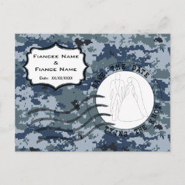 Cartão Postal De Anúncio Noiva e Noivo do USN Navy Save the Date