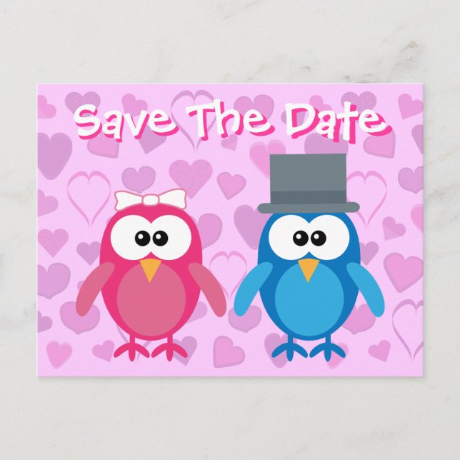Cartão Postal De Anúncio Noiva & Noivo Lindos Save The Date Casamento (Frente)