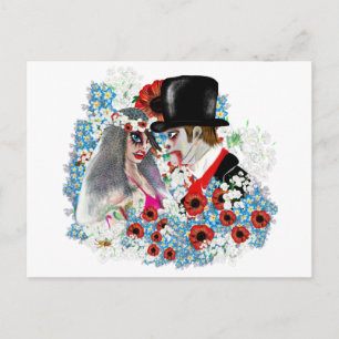 Cartão Postal De Anúncio Noiva Zombie e noivado de noiva