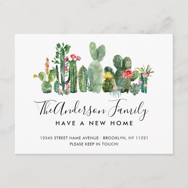 Cartão Postal De Anúncio Nome da Família Cactus Caqueteira Cócitos Novo Mov (Frente)