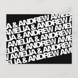 Cartão Postal De Anúncio Nome Moderno Casamento Salvar a Data
