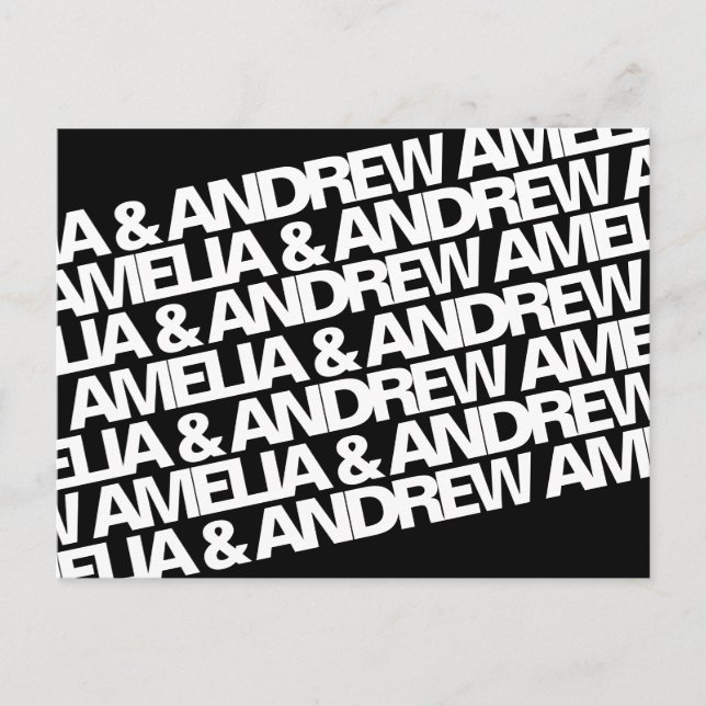 Cartão Postal De Anúncio Nome Moderno Casamento Salvar a Data (Frente)