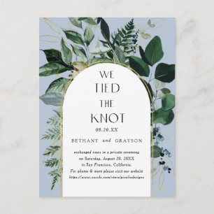 Cartão Postal De Anúncio Nós amarrámos o nó, Casamento botânico Dusty Blue
