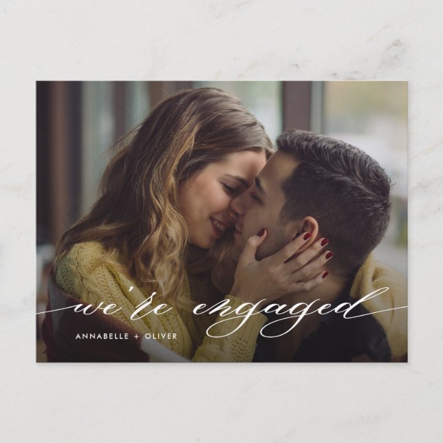 Cartão Postal De Anúncio Nós Estamos Noivos Foto Moderna  (Frente)