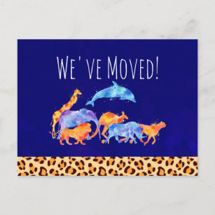 Cartão Postal De Anúncio Nós movemos animais selvagens com um impressão do