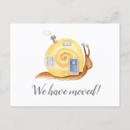 Cartão Postal De Anúncio Nós movemos casa movente da casa do caracol