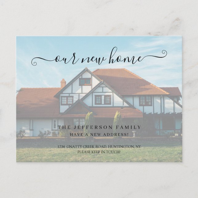 Cartão Postal De Anúncio Nós Movemos Efeito de Falso Pergaminho Foto Móvel (Frente)