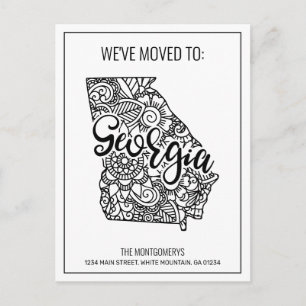 Cartão Postal De Anúncio Nós Movemos Floral Mandala Estado da Geórgia
