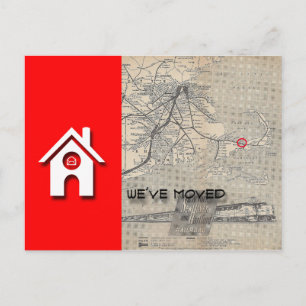 Cartão Postal De Anúncio Nós movemos o Mapa da Casa W Substitua pelo seu pr