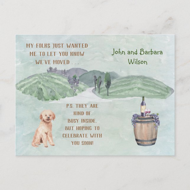 CARTÃO POSTAL DE ANÚNCIO NÓS MOVIMOS FAMÍLIAS DE CACHORROS DA FAMÍLIA MOVER (Frente)