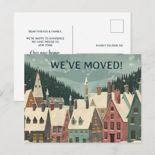 Cartão Postal De Anúncio Nós Mudamos Casa de Inverno Caprichosa Mudar Ender