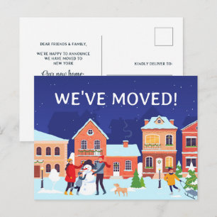 Cartão Postal De Anúncio Nós Mudamos Endereço Novo de Inverno Mudança de En