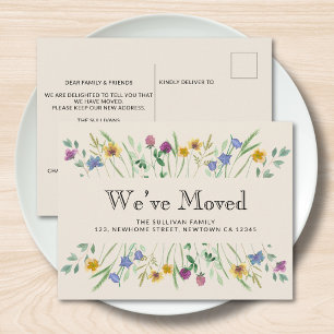 Cartão Postal De Anúncio Nós Mudamos Floral Moving