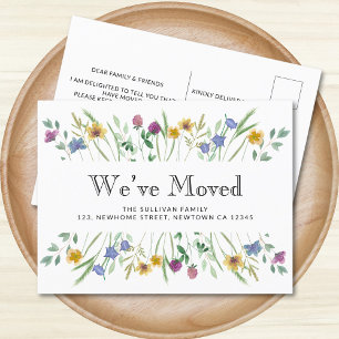 Cartão Postal De Anúncio Nós Mudamos Floral Moving