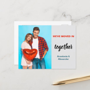 Cartão Postal De Anúncio Nos mudamos juntos, foto de casal personalizada