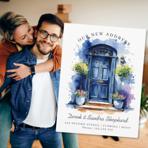Cartão Postal De Anúncio Nós Mudamos Novo Endereço porta naval Aquarela