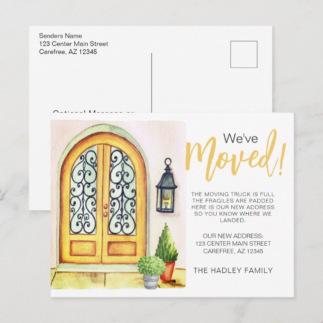 Cartão Postal De Anúncio Nós Mudamos Porta Amarela (Frente/Verso)