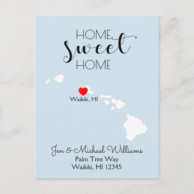 Cartão Postal De Anúncio Nós nos movemos | Home Sweet Home Hawaii (Frente)