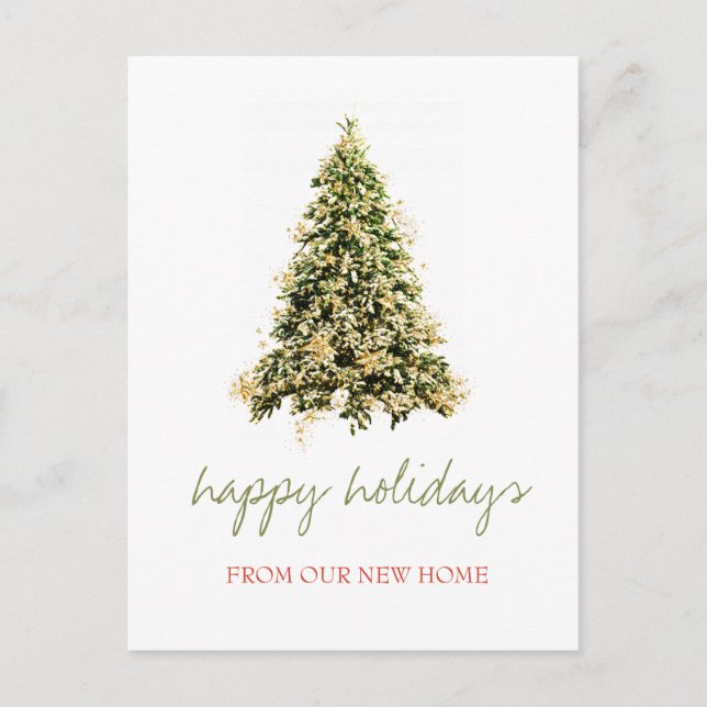 Cartão Postal De Anúncio Nós Nos Mudamos, Árvore De Natal, Feriado De Estre (Frente)