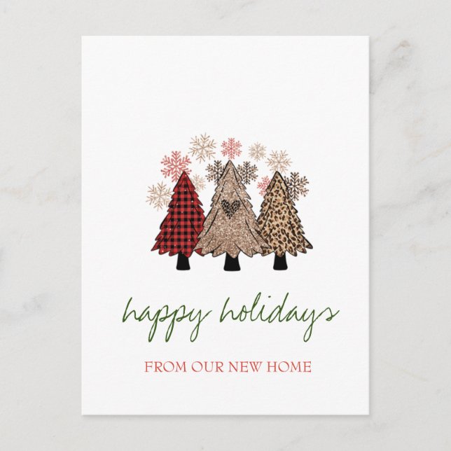 Cartão Postal De Anúncio Nós nos mudamos,Árvores de Natal Legais  (Frente)