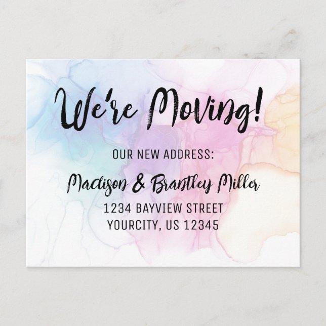 Cartão Postal De Anúncio Nós nos mudamos Caligrafia Endereço Manuscrito (Frente)
