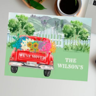 Cartão Postal De Anúncio Nós nos mudamos cerca rural floral orçamento Mudan