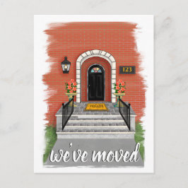 Cartão Postal De Anúncio Nós nos mudamos | Desenho da Casa Vermelha Elegant