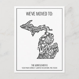 Cartão Postal De Anúncio Nós nos mudamos Floral Mandala Michigan State