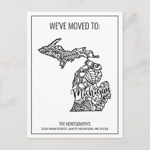 Cartão Postal De Anúncio Nós nos mudamos Floral Mandala Michigan State