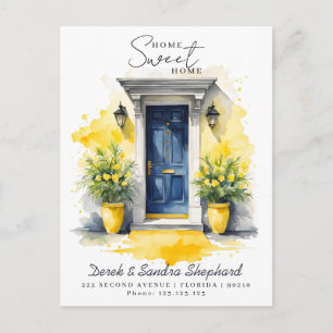 Cartão Postal De Anúncio Nós nos mudamos Novo Endereço porta Aquarela Amare