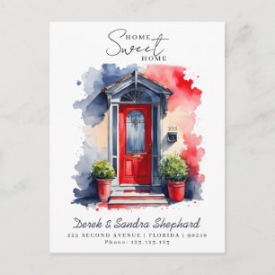 Cartão Postal De Anúncio Nós nos mudamos Novo Endereço porta de Aquarela Ve