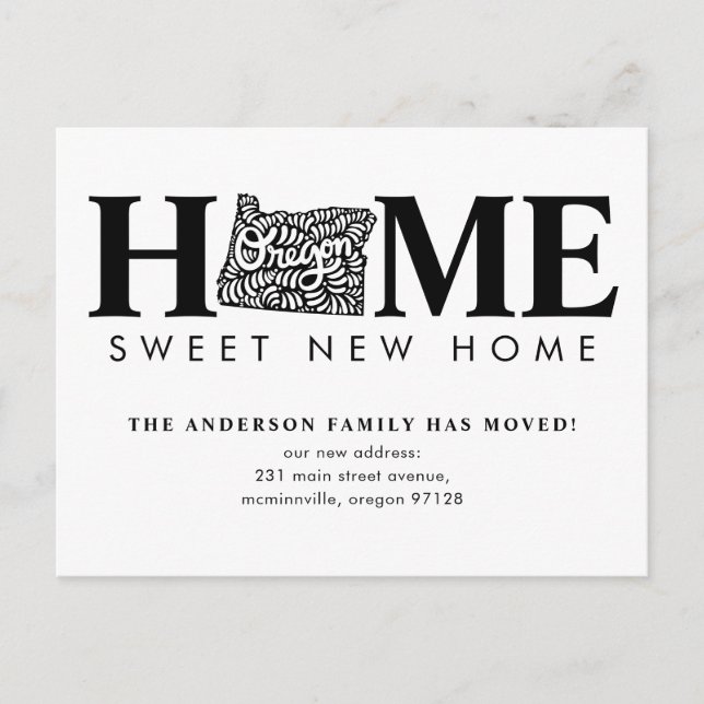 Cartão Postal De Anúncio Nós nos mudamos Oregon State Doce Novo Lar Mudando (Frente)