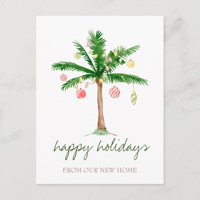 Cartão Postal De Anúncio Nós Nos Mudamos, Palma De Bolas De Natal (Frente)
