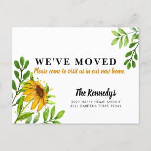 Cartão Postal De Anúncio Nós nos mudamos para uma nova casa Amarelo Floral 
