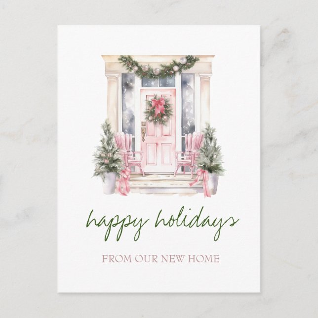 Cartão Postal De Anúncio Nós nos mudamos, Porta frontal de feriado (Frente)