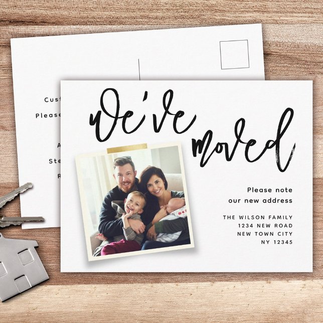 Cartão Postal De Anúncio Nós nos mudamos Simple Modern Photo Moving (Criador carregado)