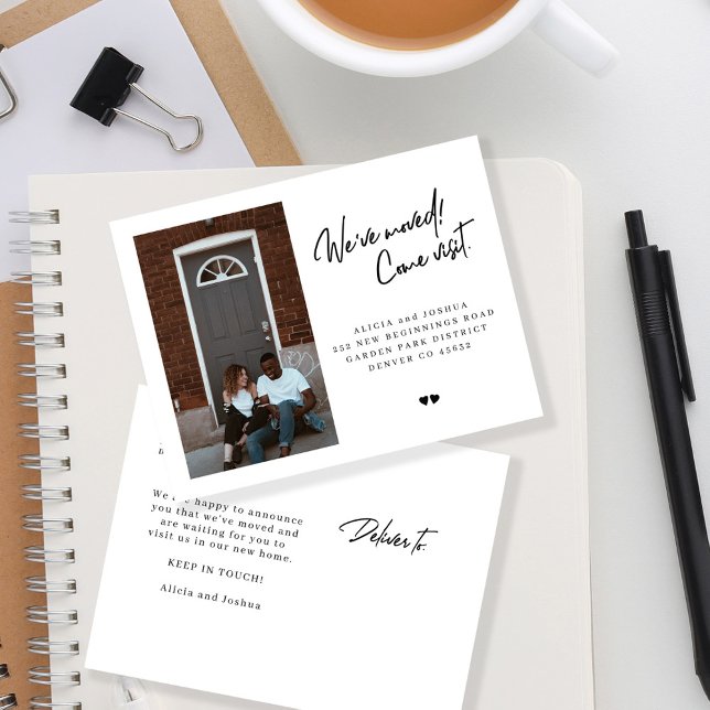 Cartão Postal De Anúncio Nós nos mudamos venha visitar foto mudança moderna (Criador carregado)