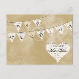 Cartão Postal De Anúncio NOSSO CASAMENTO Vintage Bunting Francês Salvar a D