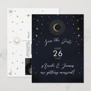 Cartão Postal De Anúncio Noturno Dourado Celestial Explosão Solar Foto Salv