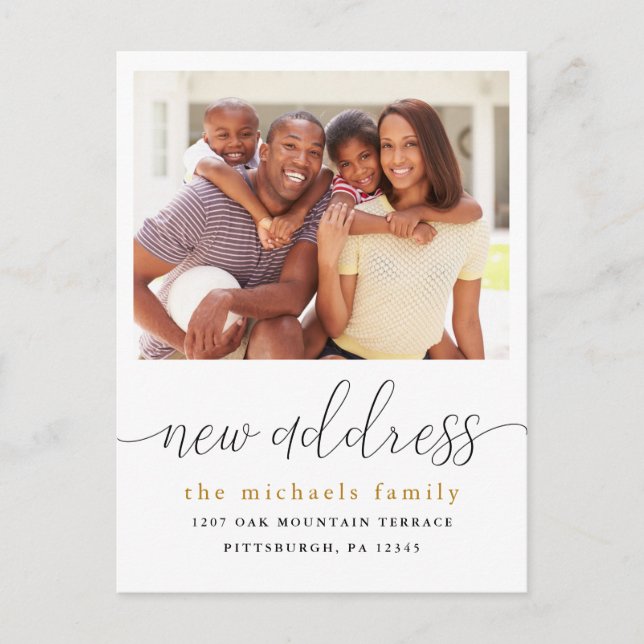 Cartão Postal De Anúncio Nova Caligrafia de Endereço Foto Mudança de Endere (Frente)