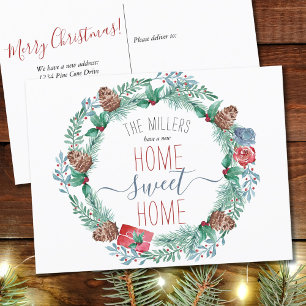 Cartão Postal De Anúncio Nova Casa Doce Pine Wreath No Natal