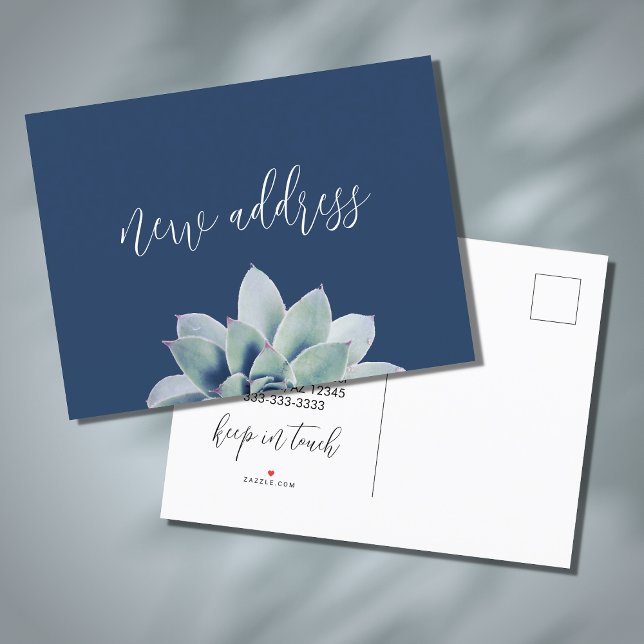 Cartão Postal De Anúncio Nova Casa Elegante Suculenta Nós nos Mudamos Verde (Criador carregado)