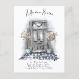 Cartão Postal De Anúncio Nova Casa - Endereço Novo Moderno Porta Aquarela