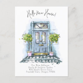 Cartão Postal De Anúncio Nova Casa - Endereço Novo Moderno Porta Aquarela